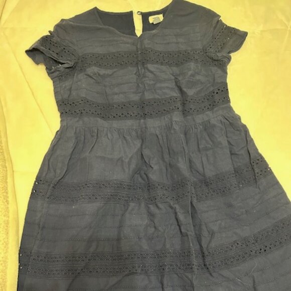Navy Short Sleeve Dress with Eyelets - Picture 1 of 1